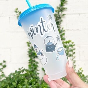 24oz Ice Coffee Plastic Venti Cup Tumbler Winter Christmas